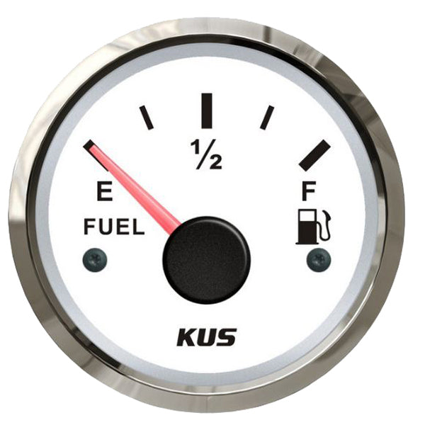 KUS Fuel Tank Gauge - White & Stainless-KUS Gauges-Cassell Marine