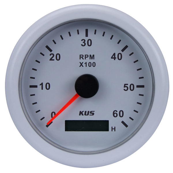 KUS Tacho/Hour Meter Gauge - White-KUS Gauges-Cassell Marine